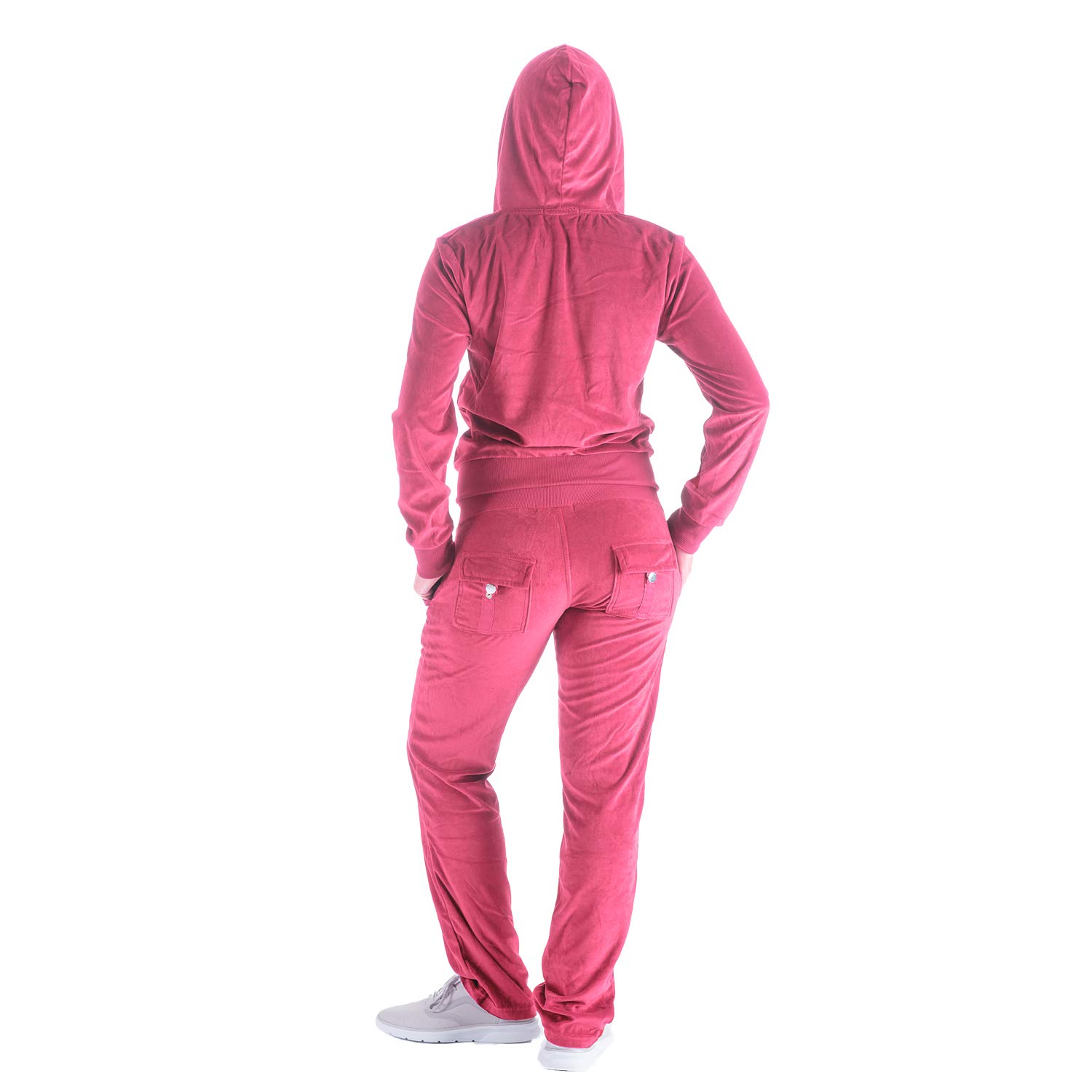 TanBridge Women's 2 Piece Solid Velvet Tracksuit Set Full Zip-up Hooded Sweatshirts & Pants Set