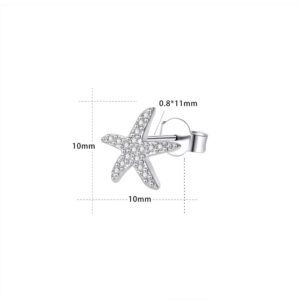 AoedeJ Dancing Starfish Stud Earrings Sterling Silver Earrings Mico Pave CZ Earrings for Women