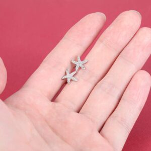 AoedeJ Dancing Starfish Stud Earrings Sterling Silver Earrings Mico Pave CZ Earrings for Women