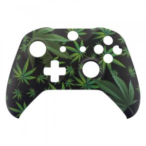 eXtremeRate Green Weeds Faceplate Cover, Soft Touch Front Housing Shell Case, Comfortable Soft Grip Replacement Kit for Xbox One S & Xbox One X Controller Model 1708 - Controller NOT Included