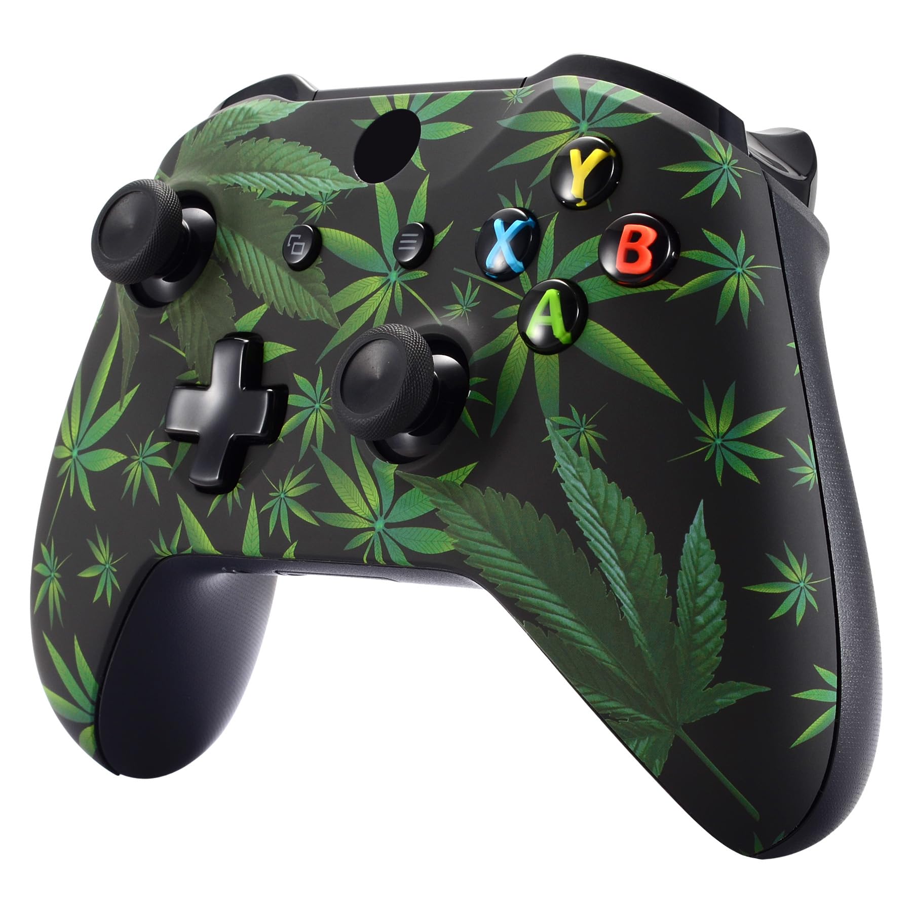 eXtremeRate Green Weeds Faceplate Cover, Soft Touch Front Housing Shell Case, Comfortable Soft Grip Replacement Kit for Xbox One S & Xbox One X Controller Model 1708 - Controller NOT Included