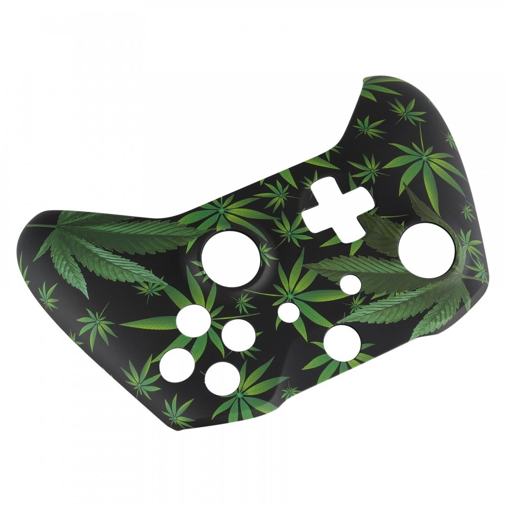 eXtremeRate Green Weeds Faceplate Cover, Soft Touch Front Housing Shell Case, Comfortable Soft Grip Replacement Kit for Xbox One S & Xbox One X Controller Model 1708 - Controller NOT Included