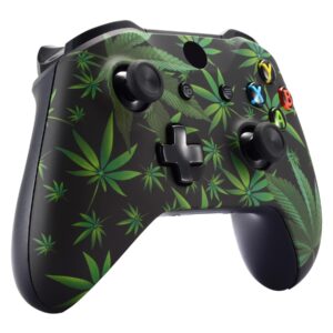 eXtremeRate Green Weeds Faceplate Cover, Soft Touch Front Housing Shell Case, Comfortable Soft Grip Replacement Kit for Xbox One S & Xbox One X Controller Model 1708 - Controller NOT Included