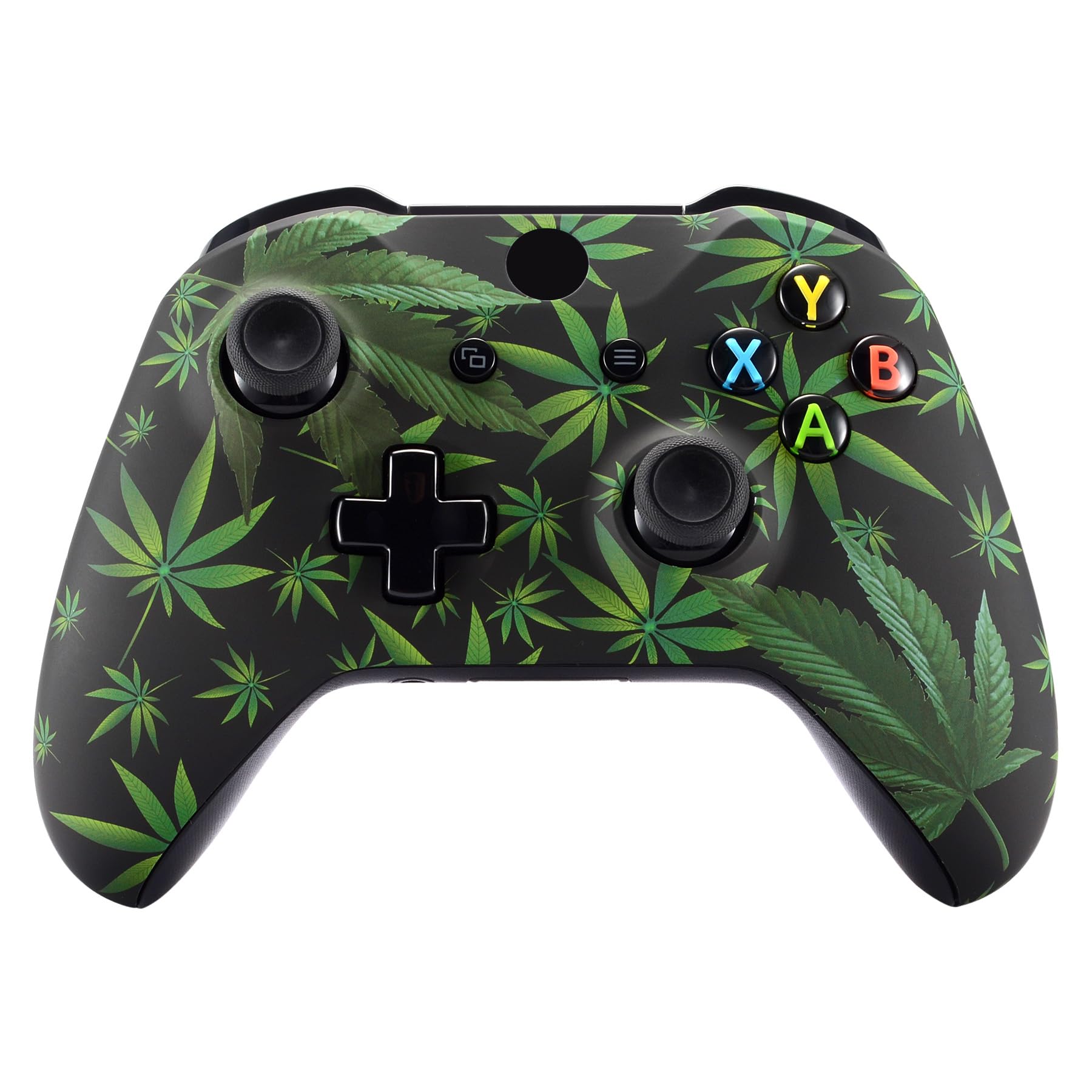 eXtremeRate Green Weeds Faceplate Cover, Soft Touch Front Housing Shell Case, Comfortable Soft Grip Replacement Kit for Xbox One S & Xbox One X Controller Model 1708 - Controller NOT Included