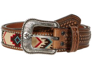 ariat men's arrow billet ribbon center belt, multi/color, 34