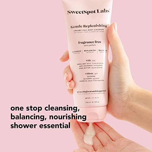 SweetSpot Labs pH Balanced Wash for Sensitive Skin, Sulfate Free, Clean, Gynecologist Tested & Approved, Unscented Body Wash, 8 oz