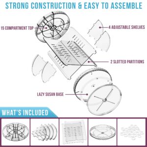 Sorbus 360 Rotating Makeup Organizer - Spinning cosmetics organizer, Adjustable Shelves for Make Up, Perfume & Toiletries - Acrylic Makeup Organizer for Vanity, Bathroom, Bedroom, Closet [Clear]