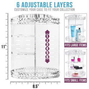 Sorbus 360 Rotating Makeup Organizer - Spinning cosmetics organizer, Adjustable Shelves for Make Up, Perfume & Toiletries - Acrylic Makeup Organizer for Vanity, Bathroom, Bedroom, Closet [Clear]