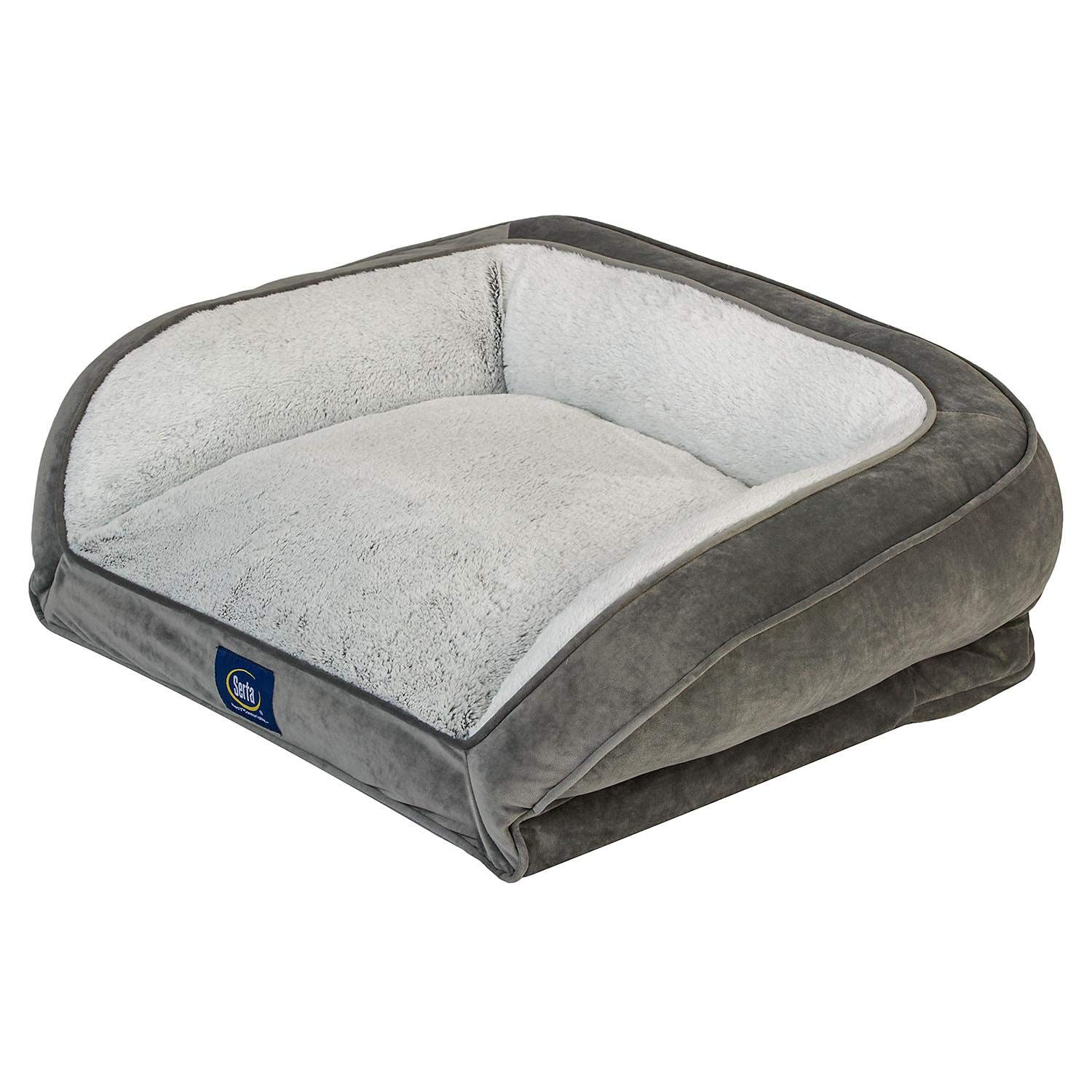 Serta Petite Couch Memory Foam Blend Pet Bed 24" x 20" Soft Grey