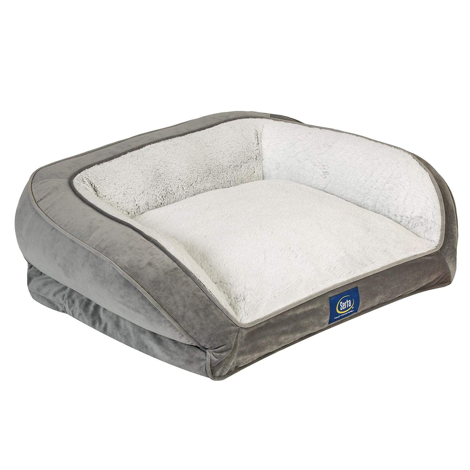 Serta Petite Couch Memory Foam Blend Pet Bed 24" x 20" Soft Grey