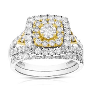 vir jewels 2 cttw diamond wedding engagement ring set 14k two tone gold bridal set cushion size 7