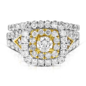 Vir Jewels 2 cttw Diamond Wedding Engagement Ring Set 14K Two Tone Gold Bridal Set Cushion Size 7