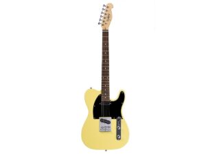 monoprice indio series 6 string basswood-body electric guitar, ambidextrous, blonde (610261)