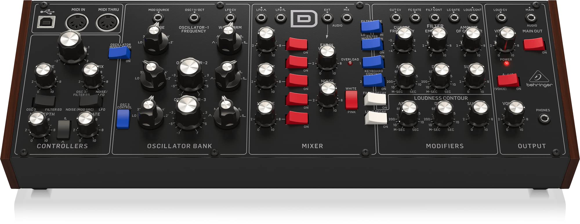 Behringer MODEL D Legendary Analogue Synthesizer with 3 VCOs/Ladder Filters/LFO and Euro Rack Format