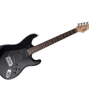 Monoprice Cali Classic Electric Guitar - Black, 6 Strings, Double-Cutaway Solid Body, Right Handed, SSS Pickups, Full-Range Tone, With Gig Bag, Perfect for Beginners - Indio Series