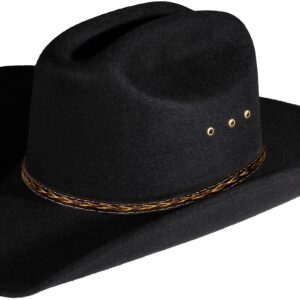 Enimay Western Cowboy & Cowgirl Hat Pinch Front Wide Brim Style (Small | Medium, Faux Felt Black)