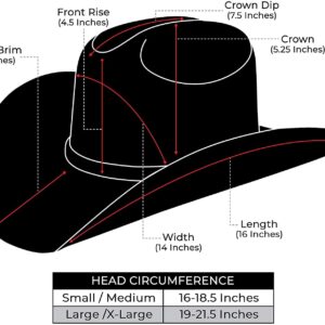 Enimay Western Cowboy & Cowgirl Hat Pinch Front Wide Brim Style (Small | Medium, Faux Felt Black)