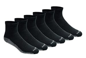 dickies men's big & tall dri-tech moisture control quarter socks (6, 12, 18, black (6 pairs), x-large