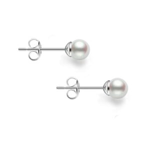 Rakumi Tiny Pearl Studs Earrings Sterling Silver AAAA Round 3mm White Freshwater Cultured Pearl Earrings Studs for Girls