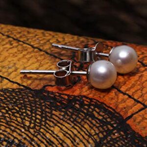 Rakumi Tiny Pearl Studs Earrings Sterling Silver AAAA Round 3mm White Freshwater Cultured Pearl Earrings Studs for Girls