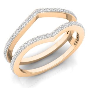 dazzlingrock collection 0.40 carat (ctw) 18k round diamond wedding band enhancer guard double ring, rose gold, size 5.5