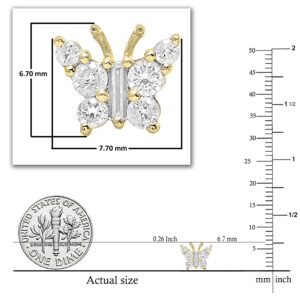 Dazzlingrock Collection 0.48 Carat (ctw) Baguette & Round White Diamond Butterfly Stud Earrings for Women in 18K Yellow Gold in Screw Back