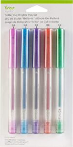 cricut glitter gel pen set, brights, 5 pack, multicolor