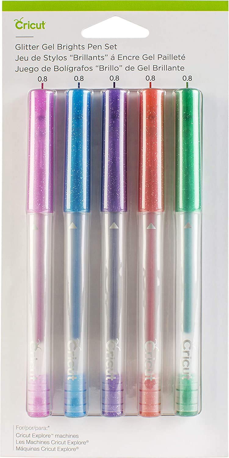 Cricut Glitter Gel Pen Set, Brights, 5 Pack, Multicolor