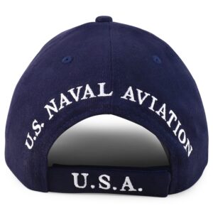 Armycrew US Navy Top Gun Military Aviation Embroidered Adjustable Baseball Cap - Navy