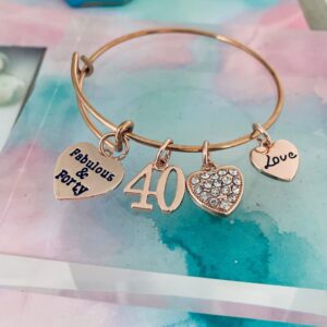 Infinity Collection 40th Birthday Gifts for Women, 40th Birthday Rose Gold Expandable Charm Bracelet, 40th Birthday Ideas, Gift for Her