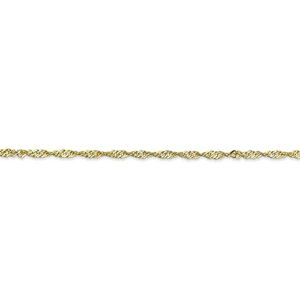 Diamond2Deal 10k Yellow Gold 1.7mm Singapore Chain Bracelet For Women