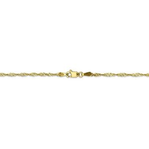 Diamond2Deal 10k Yellow Gold 1.7mm Singapore Chain Bracelet For Women