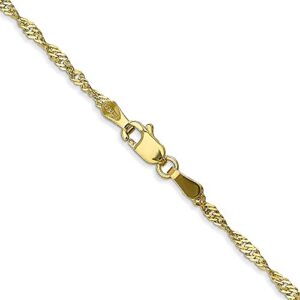 Diamond2Deal 10k Yellow Gold 1.7mm Singapore Chain Bracelet For Women