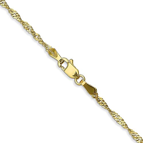 Diamond2Deal 10k Yellow Gold 1.7mm Singapore Chain Bracelet For Women