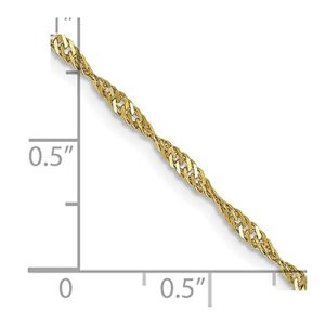 Diamond2Deal 10k Yellow Gold 1.7mm Singapore Chain Bracelet For Women