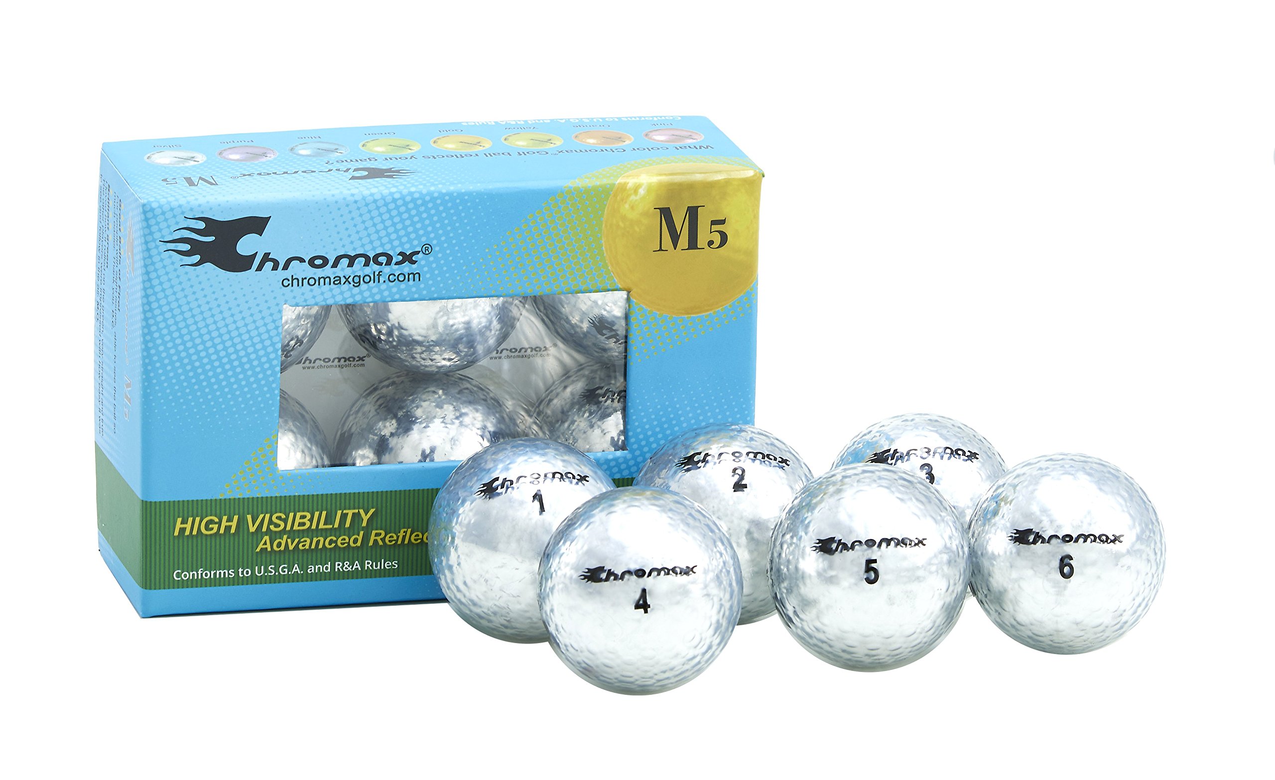 Chromax Metallic M5 Colored Golf Balls (Pack of 6), Silver