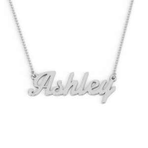 tsd sterling silver personalized name necklace with a 16" chain in glamorous font by jewlr…