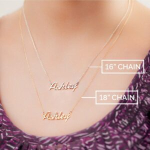 TSD Sterling Silver Personalized Name Necklace with a 16" Chain in Glamorous Font by JEWLR…