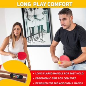 Ping Pong Paddle Set - 4 Wood Ping Pong Paddles - Ergonomic Grip - 8 Tournament Table Tennis Balls - Paddle Case - Professional/Casual Play - Portable Table Tennis Set .- Family Table Games