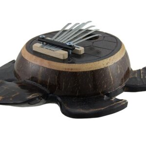 Hand Carved Wood and Coconut Shell Sea Turtle Thumb Piano Karimba