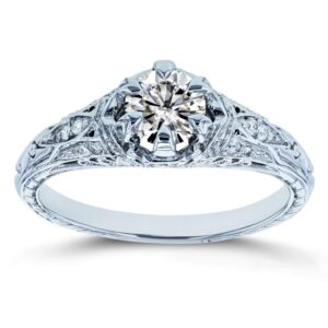 kobelli moissanite (g-h) 6-prong antique style engagement ring 5/8 ctw 14k white gold, 7.5