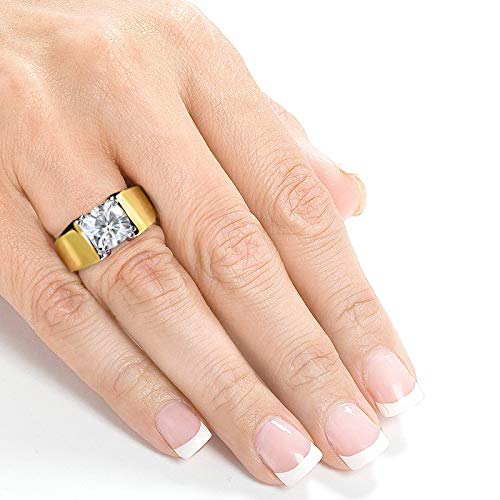 Kobelli Cushion Solitaire Moissanite Extra Wide Engagement Ring 2 CTW 14k Yellow Gold, 5