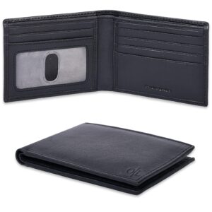 mens slim wallets | billfold | 1 id windows | black | multiple credit card slots | gifts for men | soft genuine leather