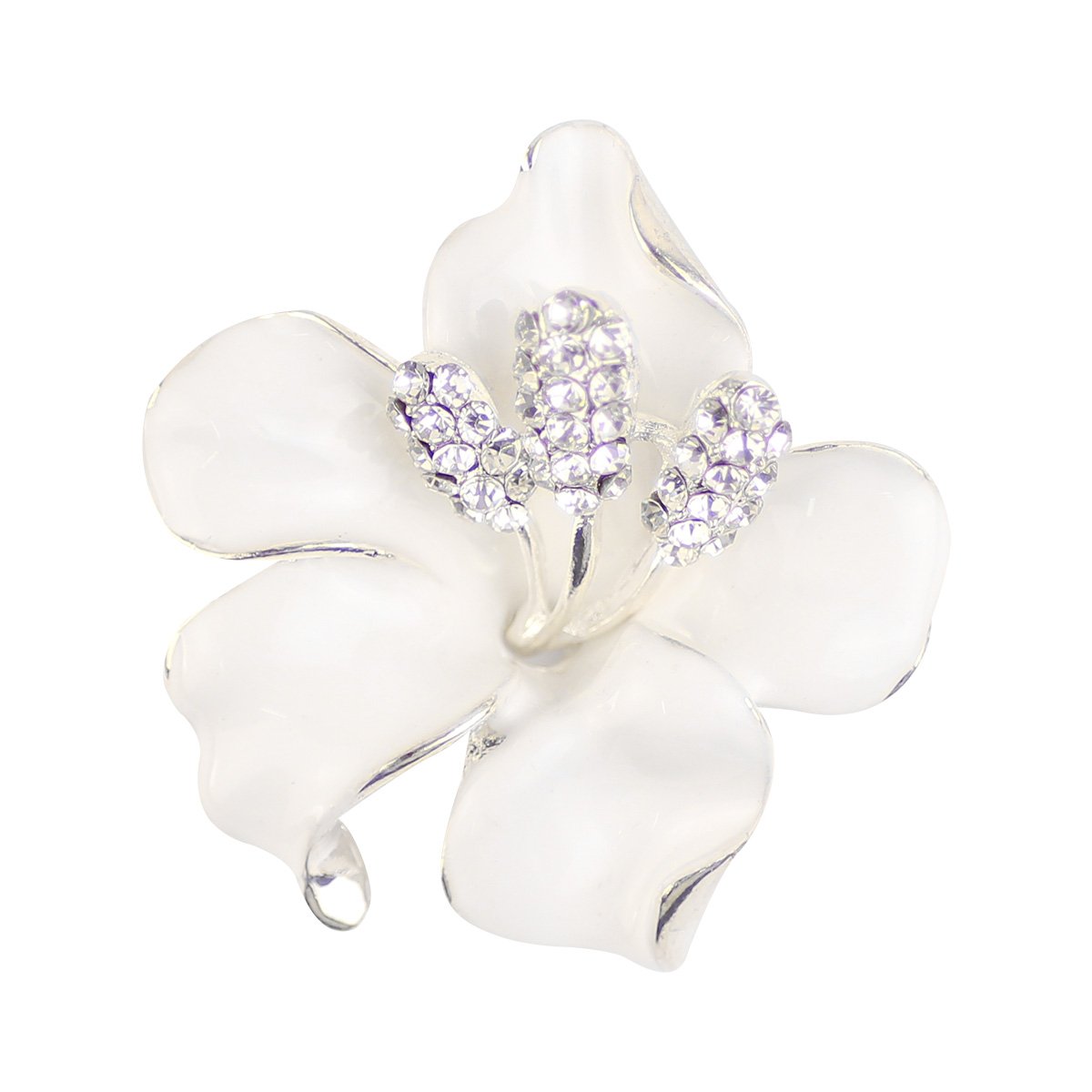 Merdia Brooch Pin for Women Flowers Brooch with Created Crystal | Elegant Brooches and Pins for women | Pearl Brooches for women with Flower Pins | Designer Brooch Collar Pins for women,White 29.8g