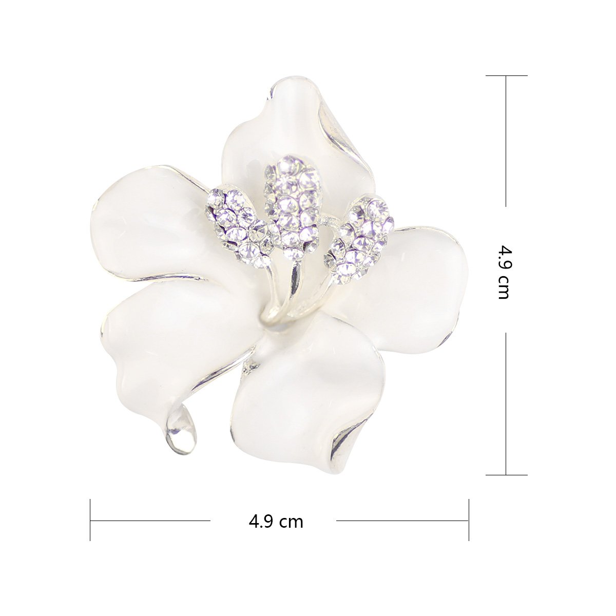 Merdia Brooch Pin for Women Flowers Brooch with Created Crystal | Elegant Brooches and Pins for women | Pearl Brooches for women with Flower Pins | Designer Brooch Collar Pins for women,White 29.8g