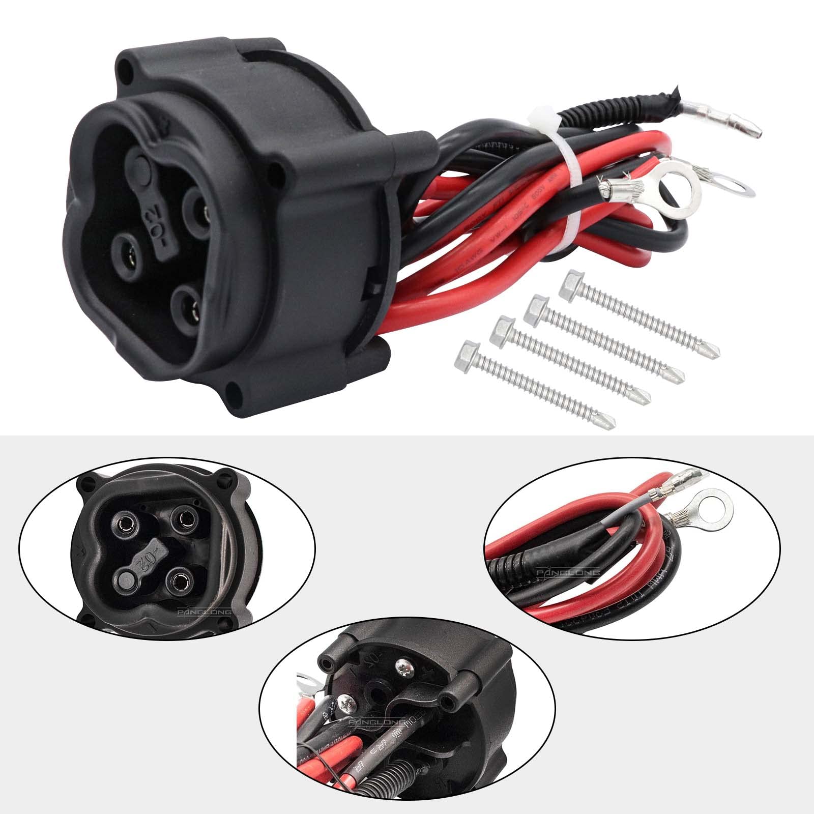 Panglong Golf Cart 48V MAC DC Charger Receptacle, Suitable for 2008-2010 48V Yamaha Golf Cart, Replace OEM#JW2-H6181-02-00