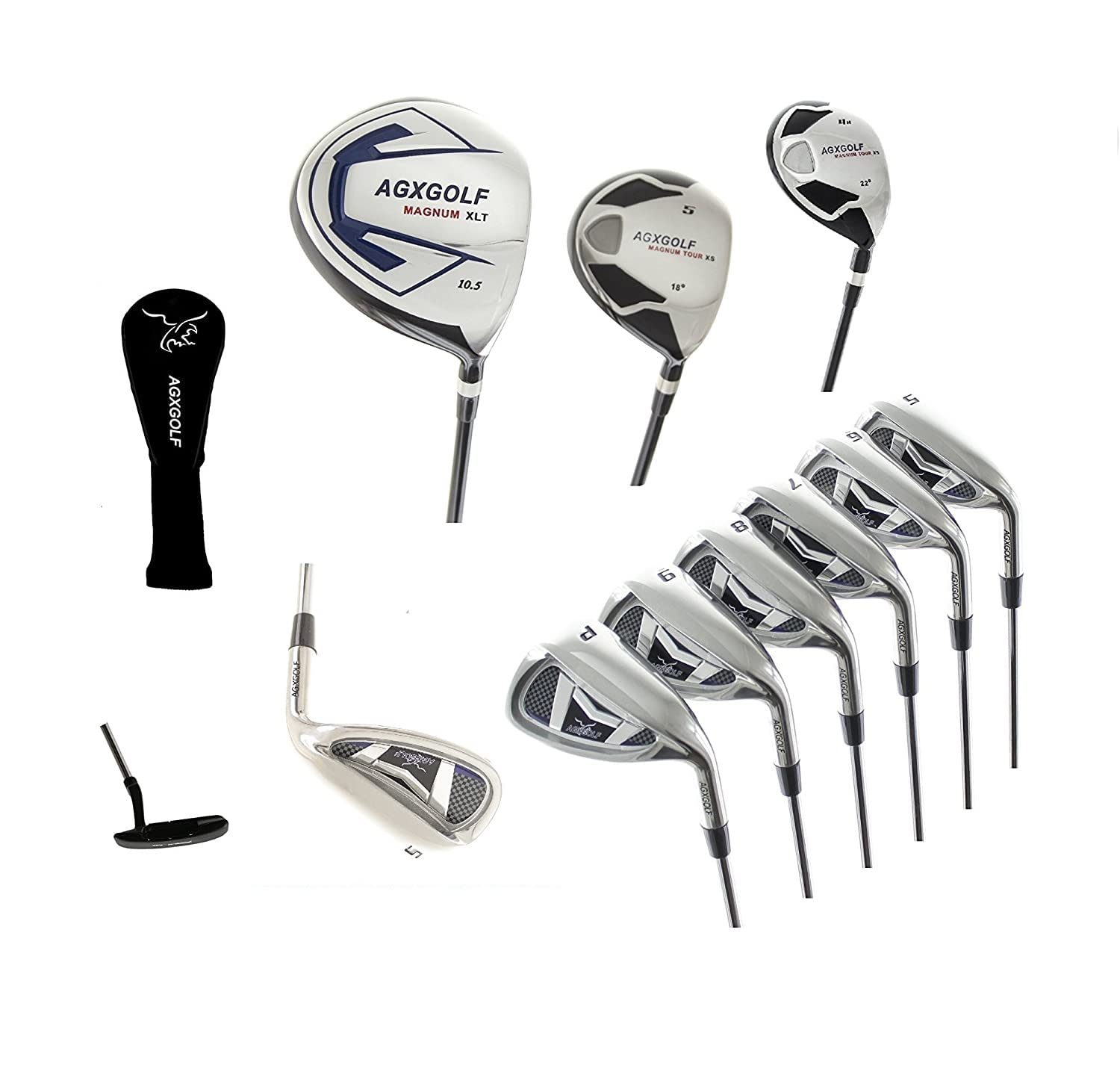 AGXGOLF Ladies Right Hand ALL GRAPHITE - XS WIDE SOLE Series Complete Golf Set: 460 Driver, 5 Wood, 4 Hybrid + 5-9 Irons +Pitching Wedge+Sand Wedge: Ladies Flex; Regular Length: USA!