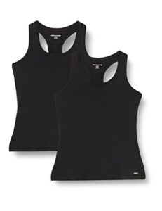 amazon essentials women's tech stretch racerback tank top (available in plus size), pack of 2, black, medium