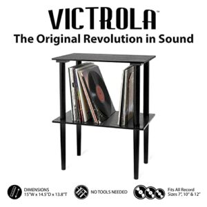 Victrola Wooden Stand for Wooden Music Centers with Record Holder Shelf, Black