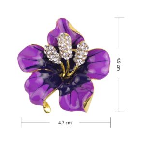 Merdia Brooch Pin for Women Flowers Brooch with Created Crystal | Elegant Brooches and Pins for women | Pearl Brooches for women with Flower Pins | Designer Brooch Collar Pins for women, Purple 29.8